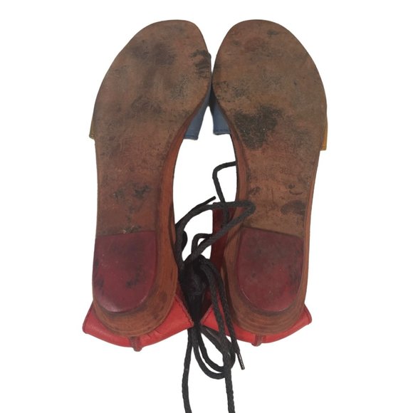 Tino Taschieri per Effebi Italian Multicolor Leather Lace Up Sandals Size 38 - Picture 7 of 8